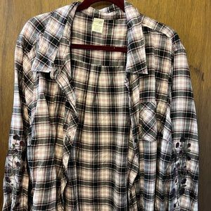 Terra & Sky Floral Sleeve Flannel